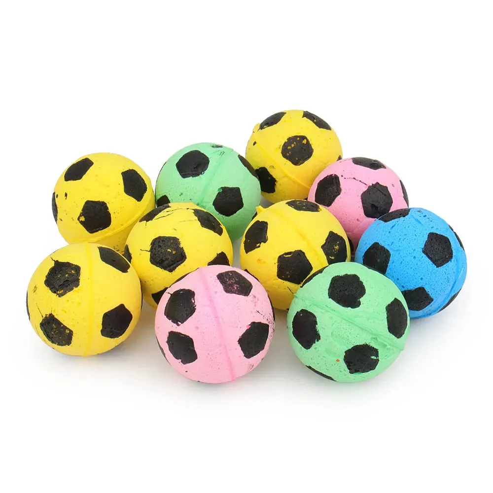 10-Pack Colorful Foam Soccer Ball Cat Toys