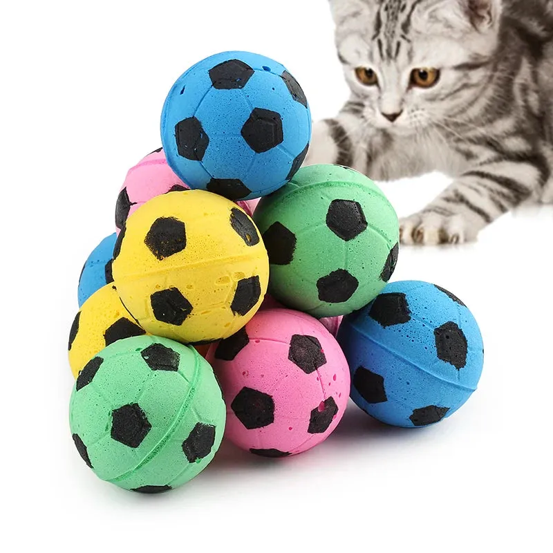 10-Pack Colorful Foam Soccer Ball Cat Toys