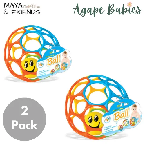 [2 Pack] Maya & Friends Classic Soft Easy Grasp Oball With Rattle (Assorted Colours)