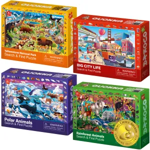 60 Pcs Search & Find Puzzles for Kids | Rainforest, Polar Animals