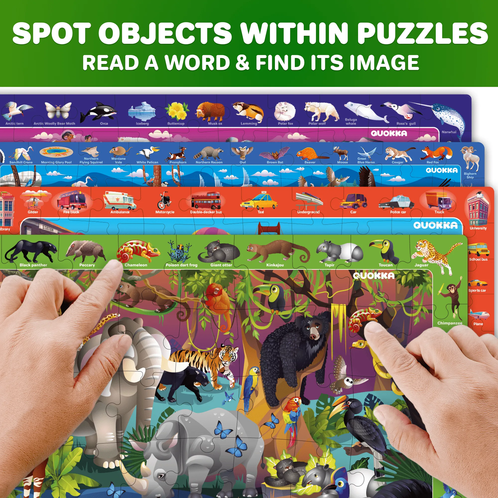 60 Pcs Search & Find Puzzles for Kids | Rainforest, Polar Animals