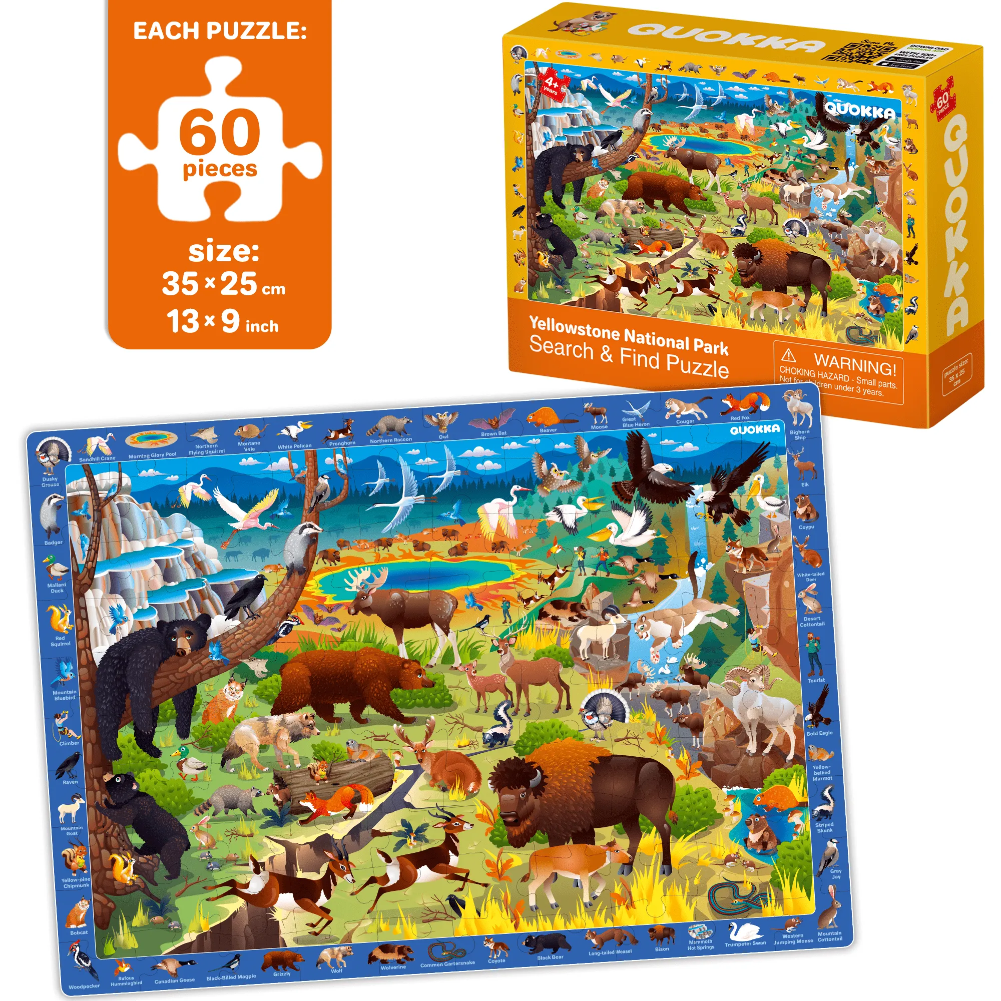 60 Pcs Search & Find Puzzles for Kids | Rainforest, Polar Animals