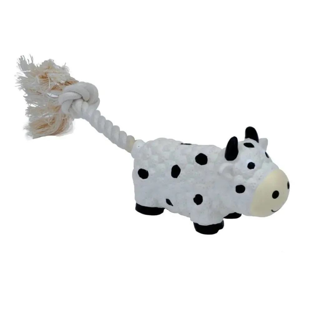 8.5" Cow Li'l Pals® Latex & Dog Rope Toy