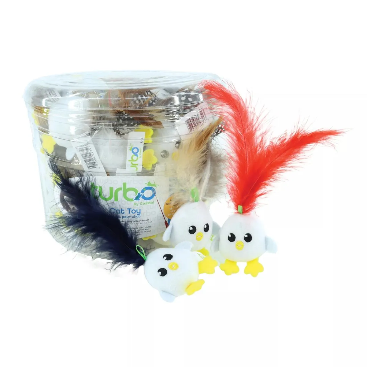 Coastal Turbo Chicken Egg with Feather Lime Loop Cat Toy Each