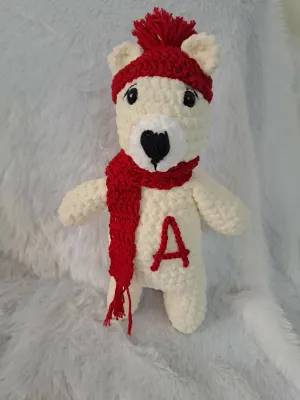 Crochet plush bear with alphabet or name!!