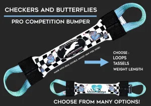 Dock Diving Bumper Tug - Competition Series Weighted - Checkers & Butterflies -Ombré