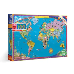 eeBoo 100 Piece Puzzle World Map