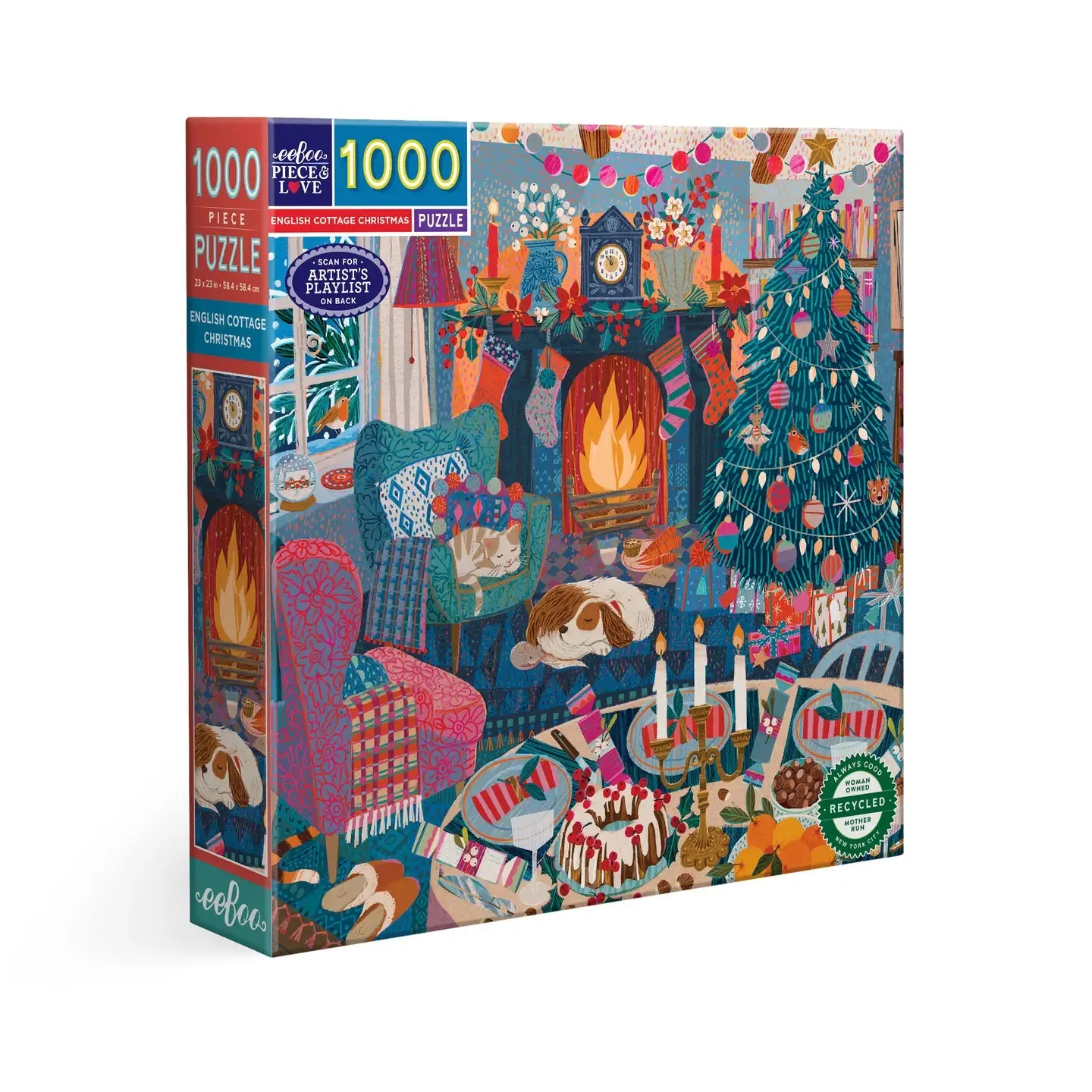 eeBoo 1000 Piece Puzzle English Cottage Christmas