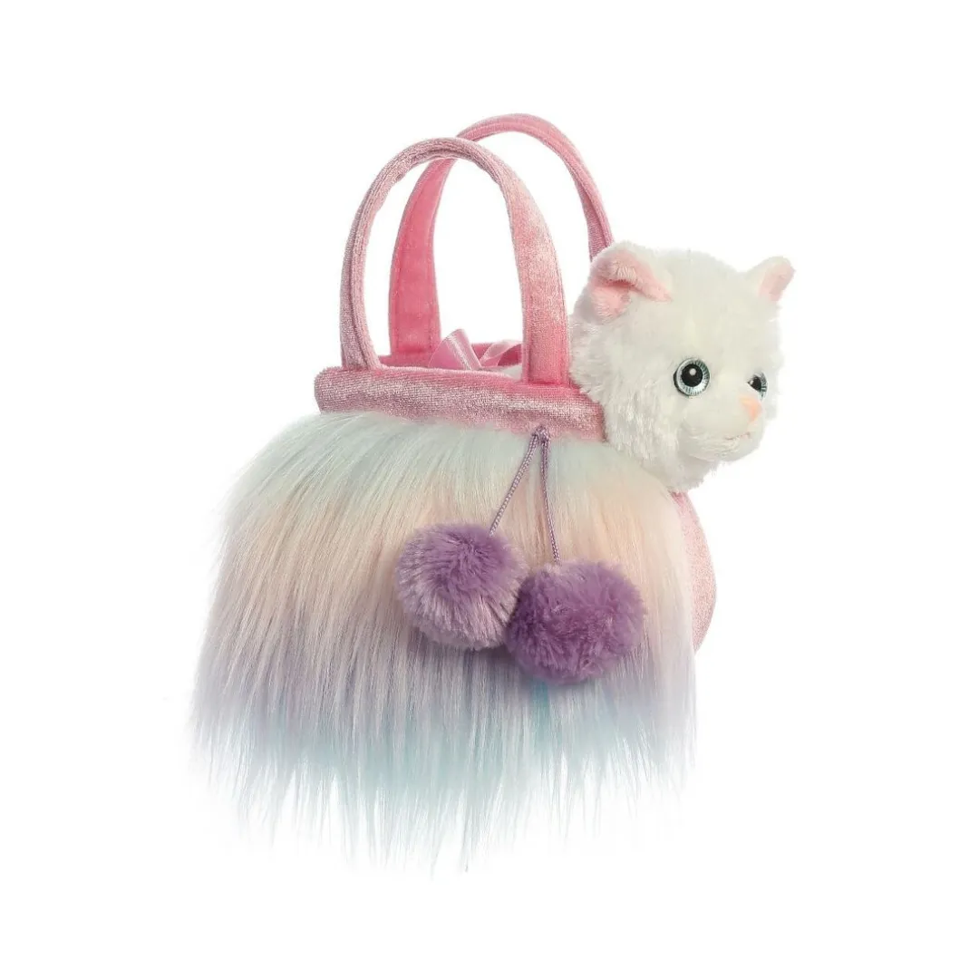 Fancy Pals - Fluffy White Cat in Pastel Shaggy Bag