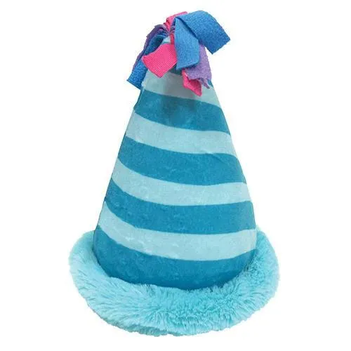 Foufou Dog Plush Birthday Hat Dog Toy Blue