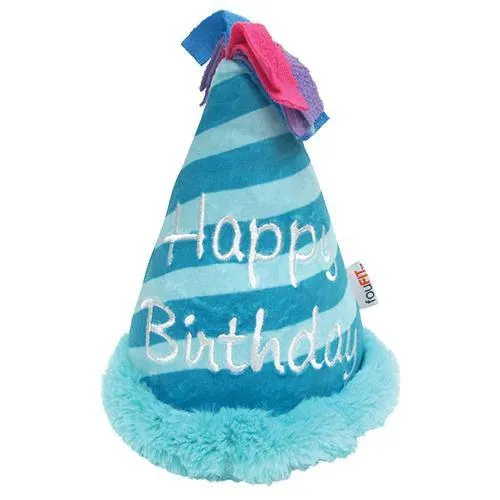 Foufou Dog Plush Birthday Hat Dog Toy Blue