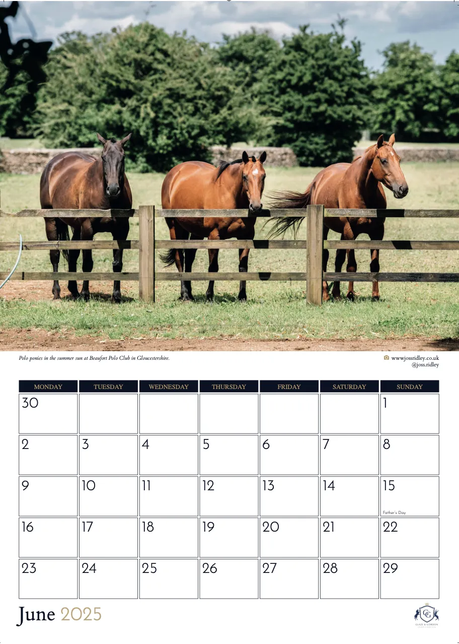 Glaze & Gordon Equestrian Charity Calendar 2025