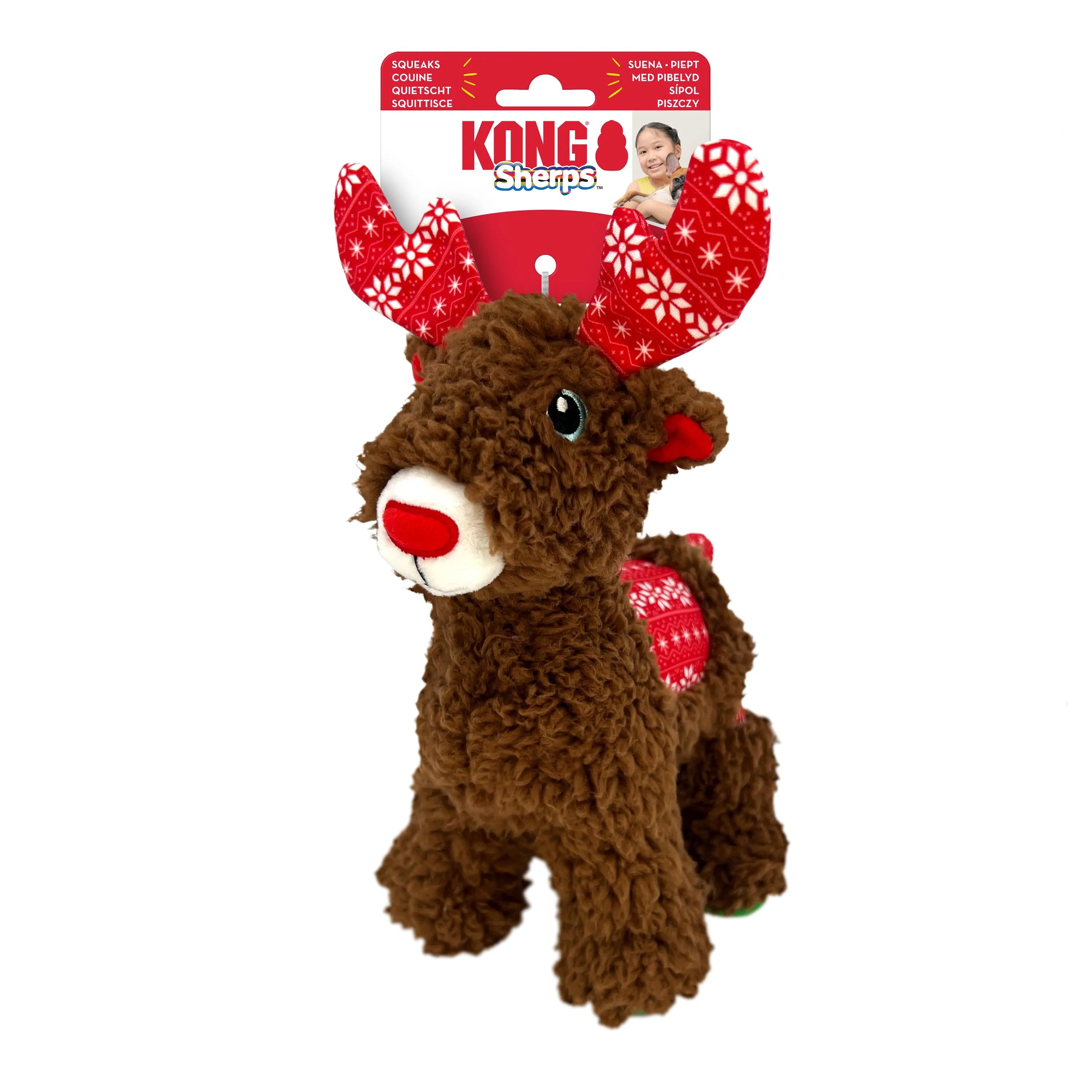 Kong Christmas Holiday Sherps Reindeer Dog Toy