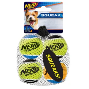 Nerf Dog Squeak Tennis Balls, 4pk, X-Small, 1.75in