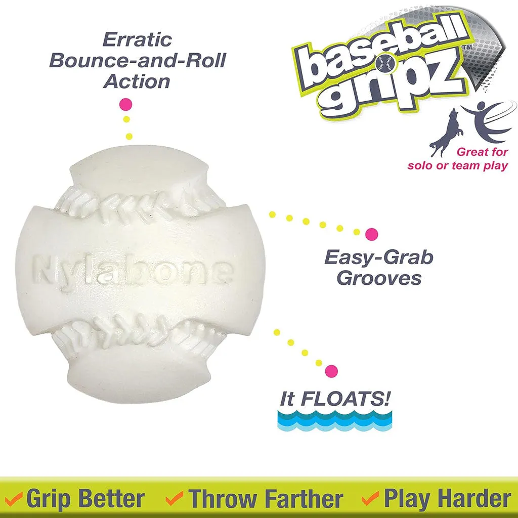 Nylabone Power Play Dog Baseball Gripz, Medium/Wolf