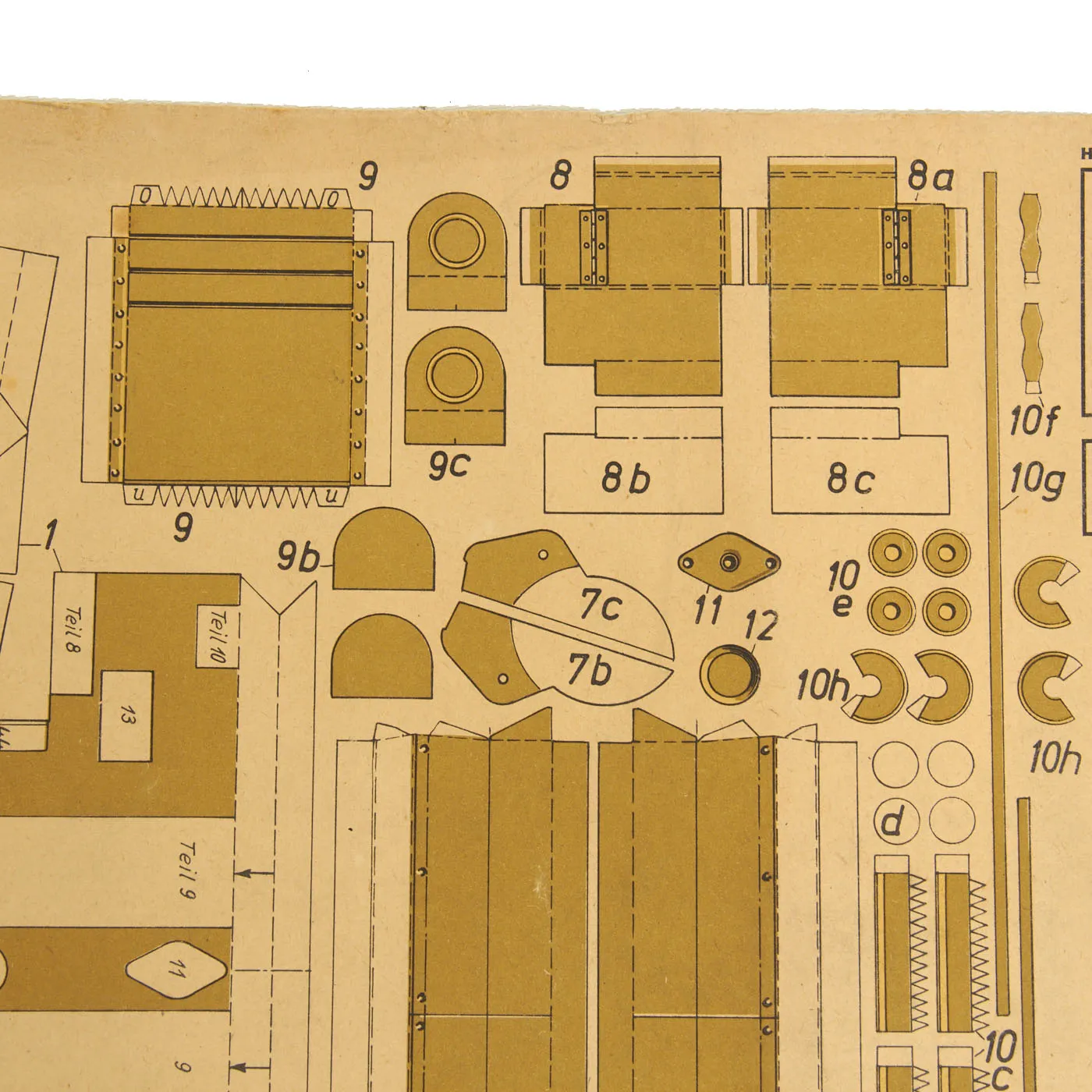 Original German WWII Unused Panzerkampfwagen Tiger Complete 1:20 Scale Paper Model Training Set by Dr. M. Matthiesen & Co. With Building Instructions, dated 1944 - 3 Build Sheets