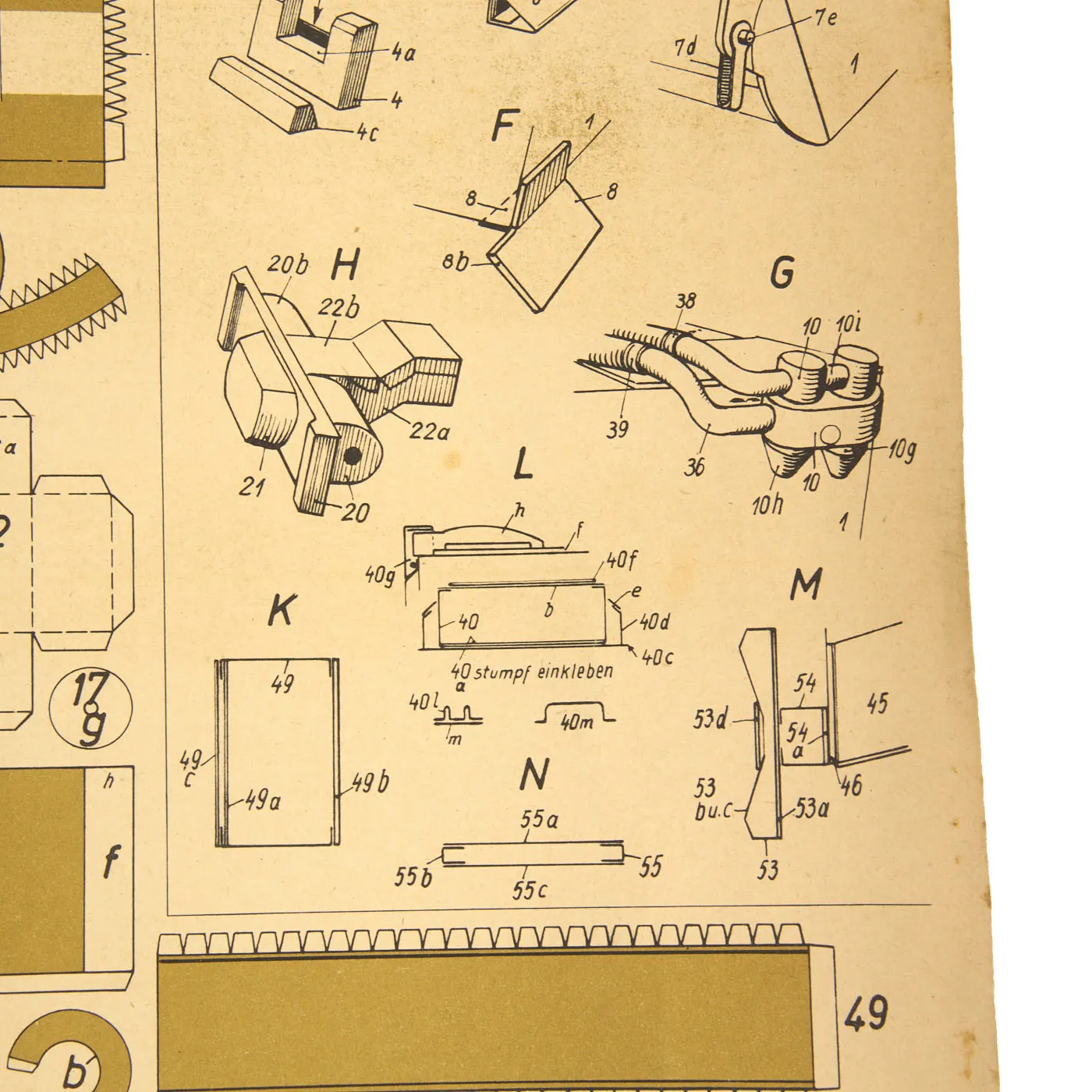 Original German WWII Unused Panzerkampfwagen Tiger Complete 1:20 Scale Paper Model Training Set by Dr. M. Matthiesen & Co. With Building Instructions, dated 1944 - 3 Build Sheets