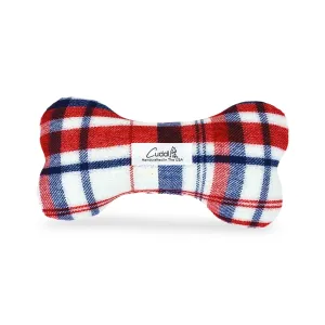 Patriotic Plaid Squeaky Bone Toy