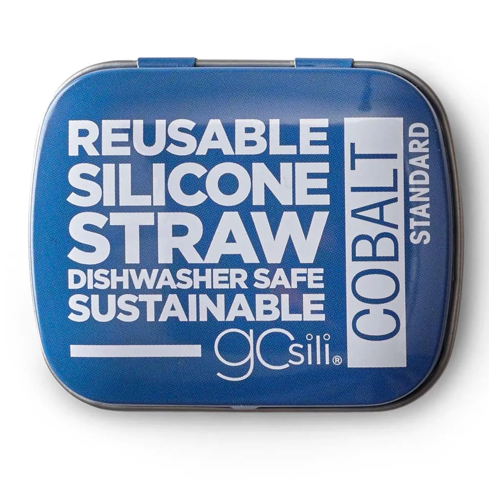 Siliskins Reusable Silicne Straw with Aluminum Travel Case - Cobalt