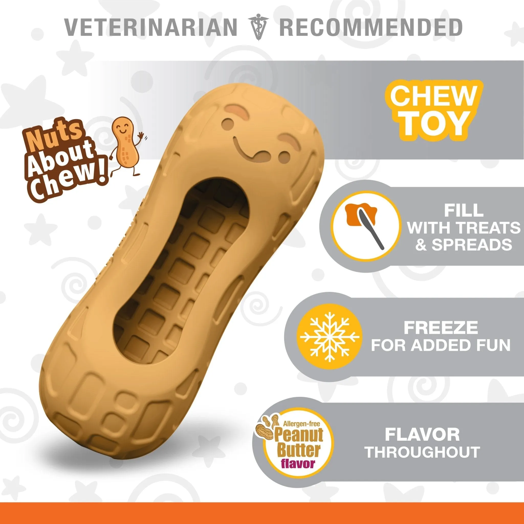 Strong Chew Fillable Peanut Dog Toy, Peanut Butter, Medium/Wolf, Up to 35 lbs.