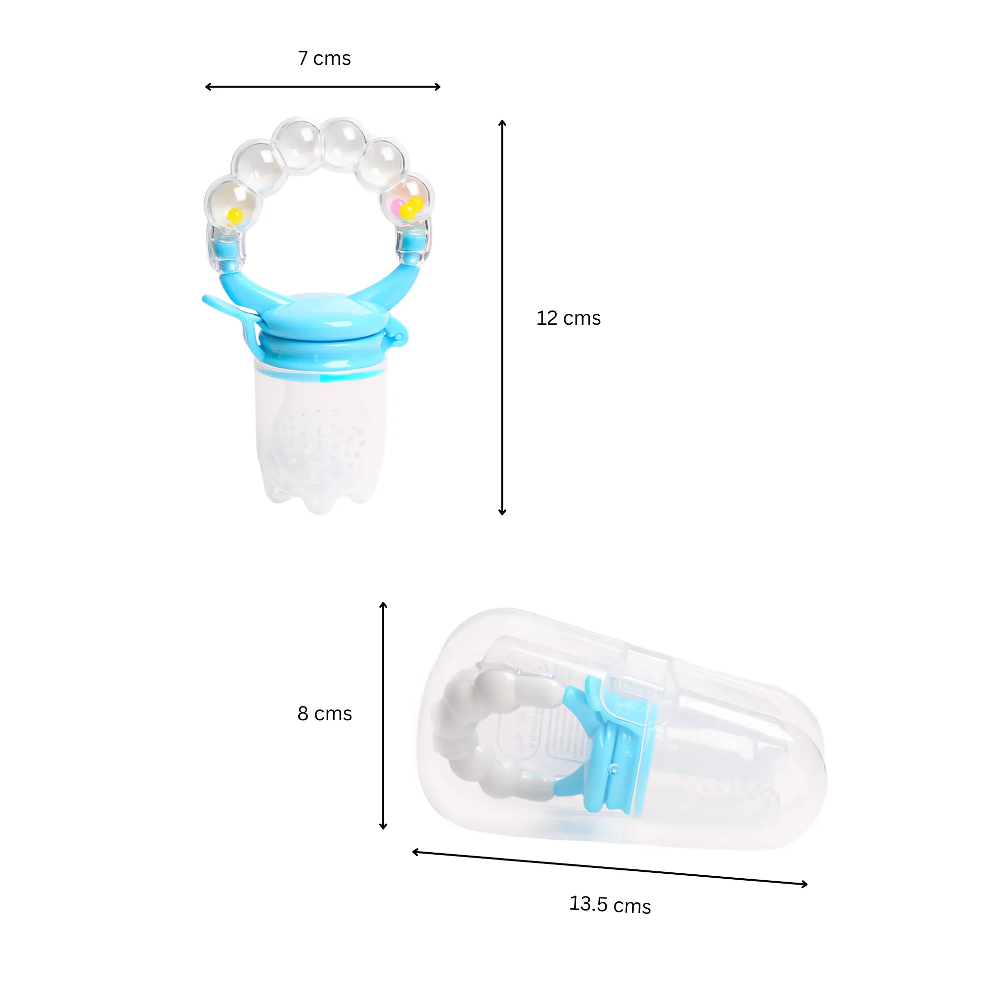 THE LITTLE LOOKERS BPA Free Food Grade Plastic Food Nibbler with Rattle Handle | Fruit/Food Feeder/Pacifier/Nibbler with Silicone Mesh/Soother for Babies/Kids/Toddlers (Pack of 1)