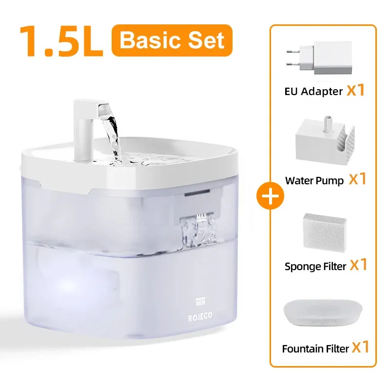 Transparent Automatic Water Fountain for Pets