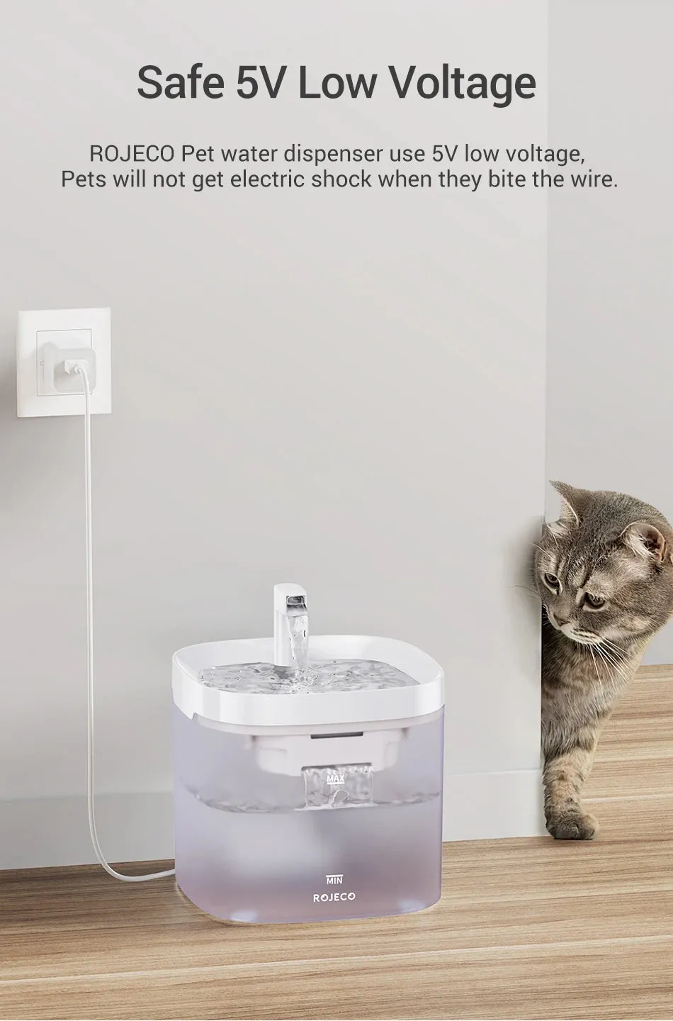 Transparent Automatic Water Fountain for Pets