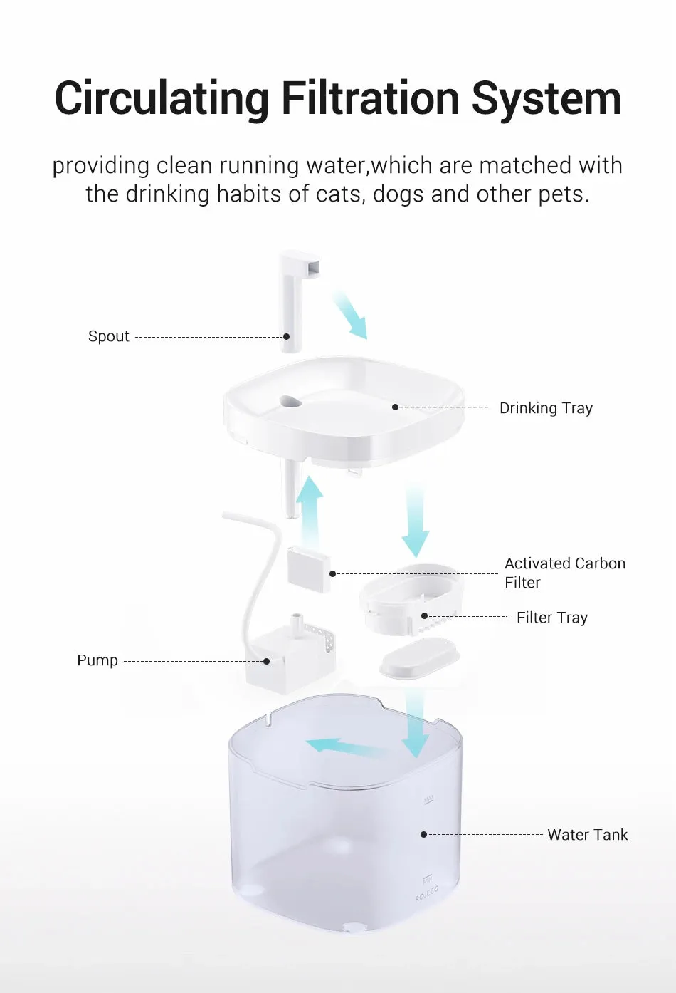 Transparent Automatic Water Fountain for Pets