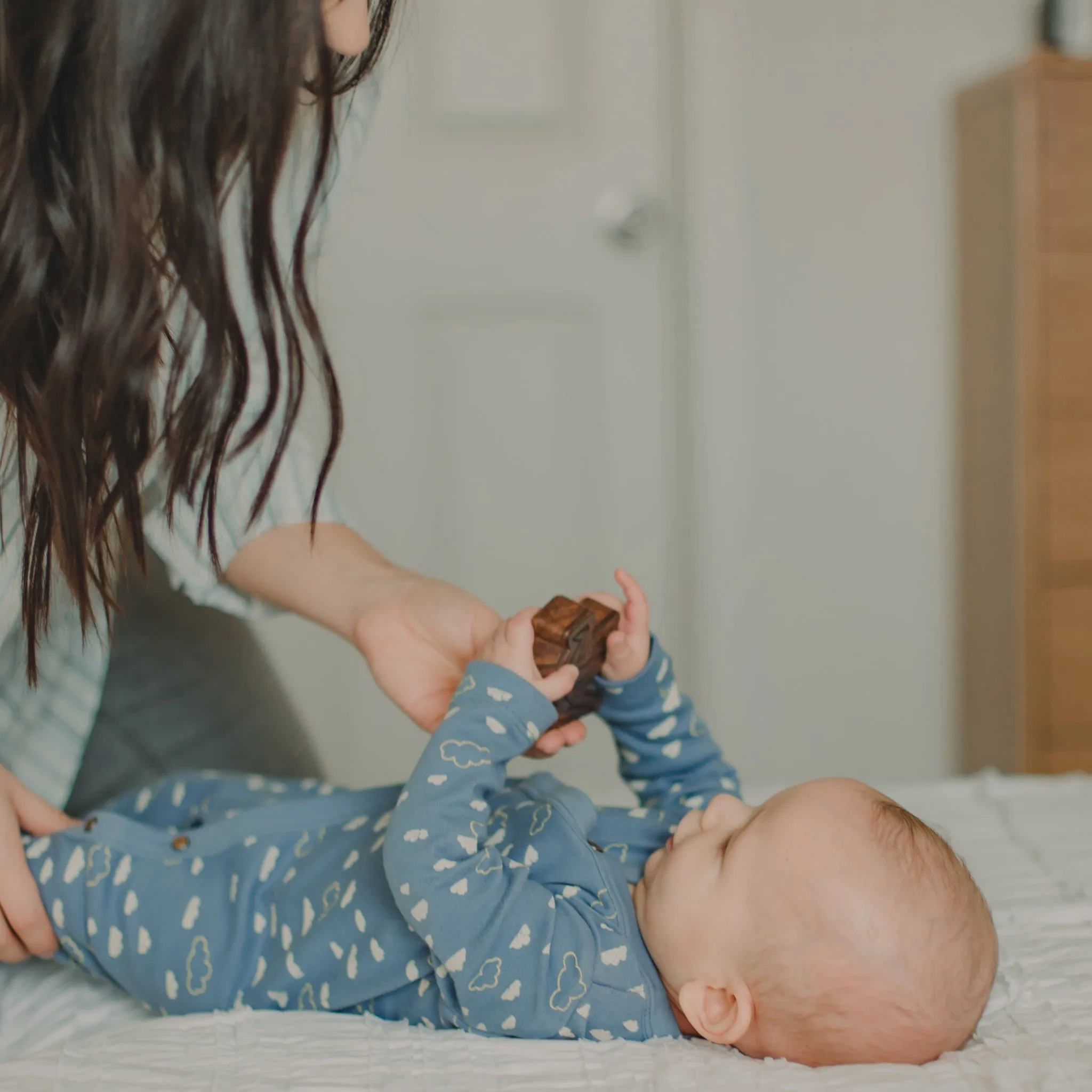 Wood Teething Rattle - Crane