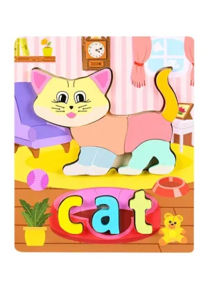 Wooden 3D Puzzle Educational Toys for Children Teaching Aid Cat