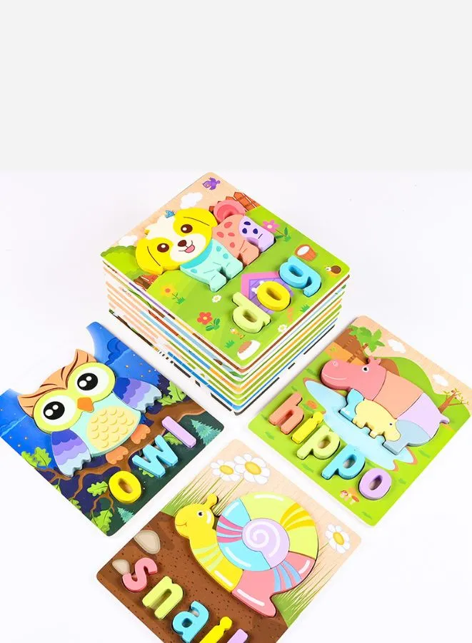 Wooden 3D Puzzle Educational Toys for Children Teaching Aid Cat