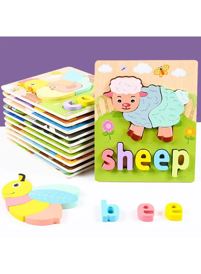 Wooden 3D Puzzle Educational Toys for Children Teaching Aid Cat