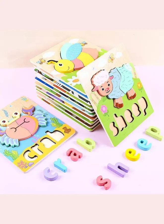 Wooden 3D Puzzle Educational Toys for Children Teaching Aid Cat